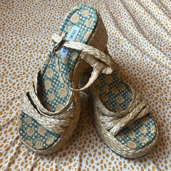 Steve Madden Vintage 90s Y2K Straw Raffia Chunky Platform Sandal 9 - Picture 2 of 11
